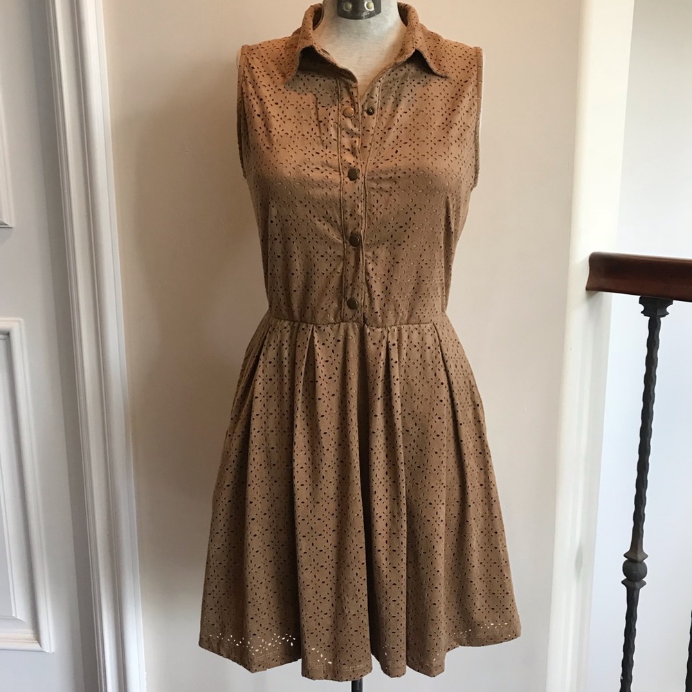 Faux Suede Dress with floral cutouts
